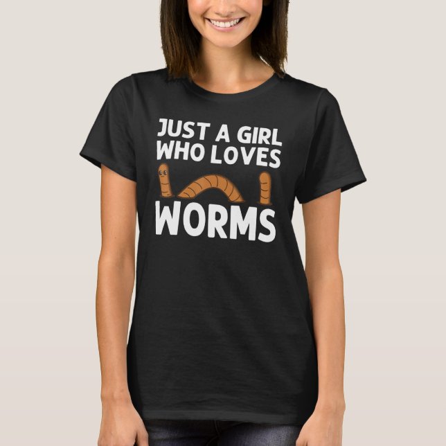 Worm Designs For Girls Kids Earthworm Grunting Far T-Shirt (Front)