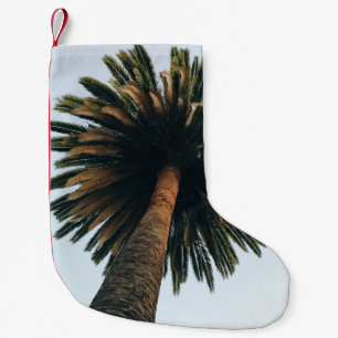 Worm eye photography of palm tree small christmas stocking