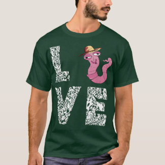Worm Farmer Hat Leopard Love Wiggler Worm Worm Far T-Shirt