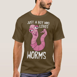 Worm Farmer Just A Boy Who Loves Worms Gardening W T-Shirt