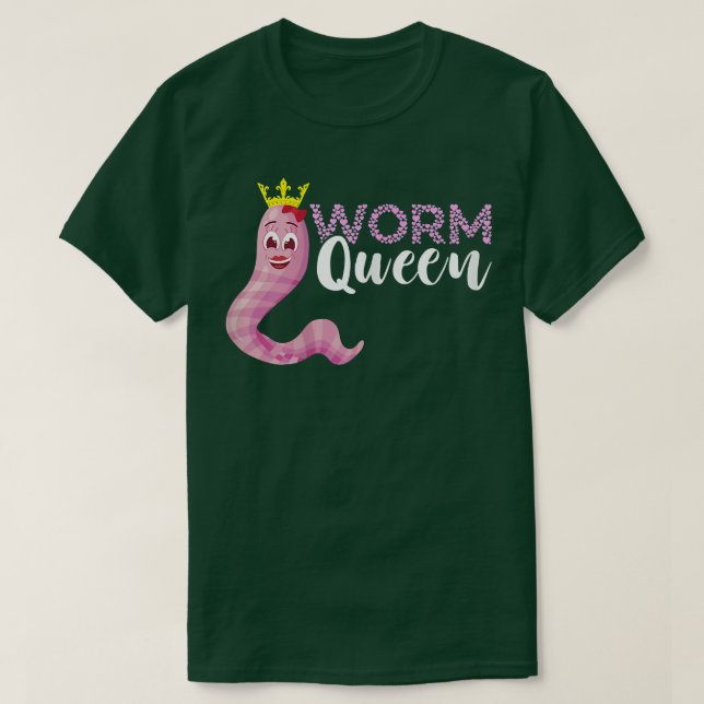 Worm Farmer Queen Crown Vermiculture Red Wiggler W T-Shirt (Design Front)