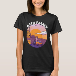 Worm Farmer Sky Sunset Farm Barn Worm Farming Verm T-Shirt