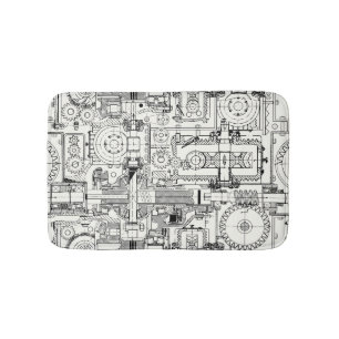 Worm Gears: Seamless Technical Machinery. Bath Mat