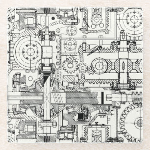 Worm Gears: Seamless Technical Machinery. Glass Coaster