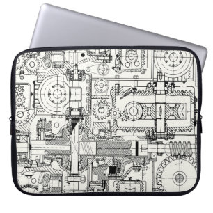 Worm Gears: Seamless Technical Machinery. Laptop Sleeve