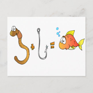 Worm + Hook = Fish Postcard