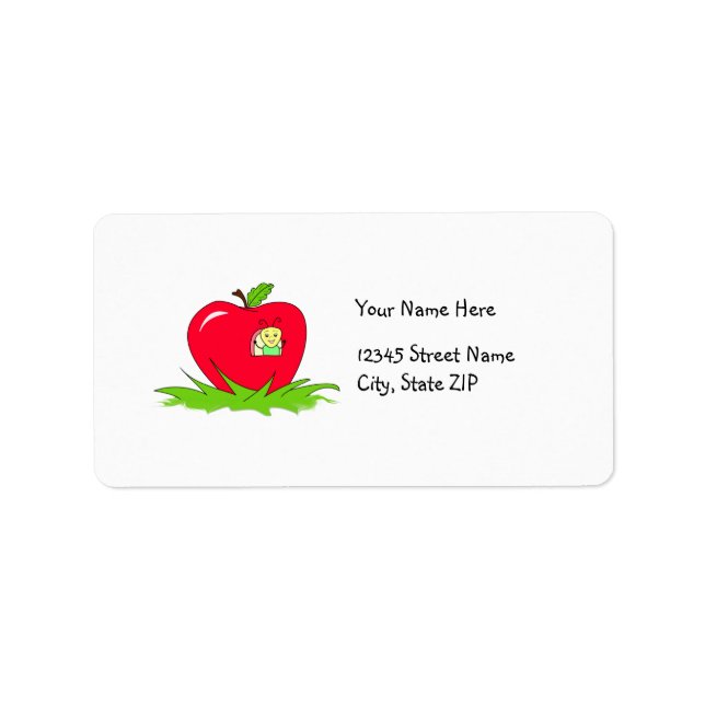Worm In Red Apple With Name Label (Front)