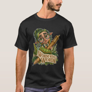 Worm With Words Cute Fantasy Elf Bookworm and Cate T-Shirt