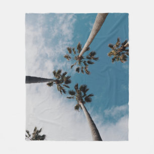 Worms eyeview photography of coconut trees fleece blanket
