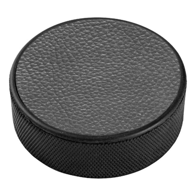 Worn Black Faux Leather Hockey Puck (3/4)