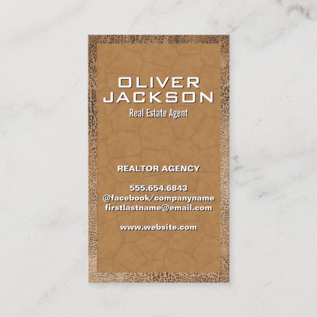 Worn Brown Leather Business Card (Front)