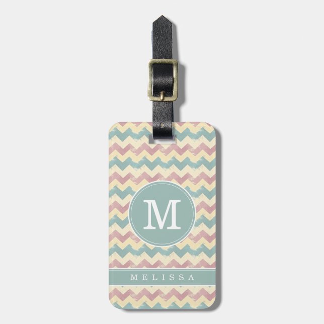 Worn Chevron Background Luggage Tag (Front Vertical)