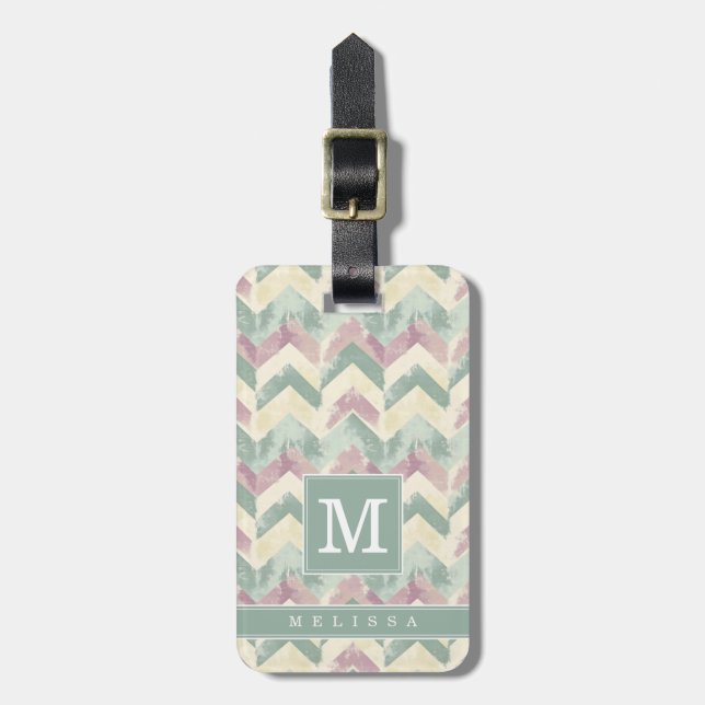 Worn Chevron Background Luggage Tag (Front Vertical)