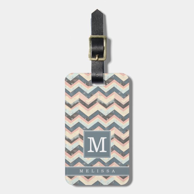 Worn Chevron Background Luggage Tag (Front Vertical)