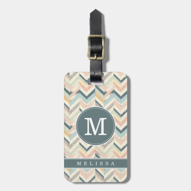 Worn Chevron Background Luggage Tag (Front Vertical)