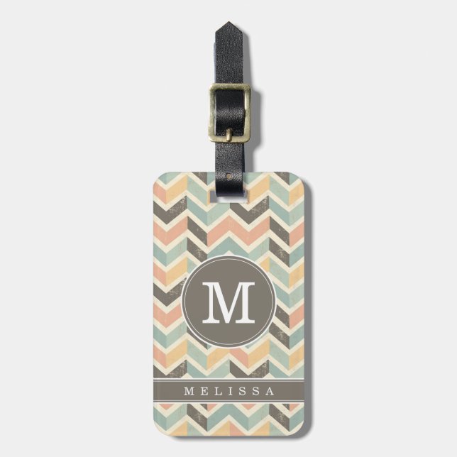 Worn Chevron Background Luggage Tag (Front Vertical)