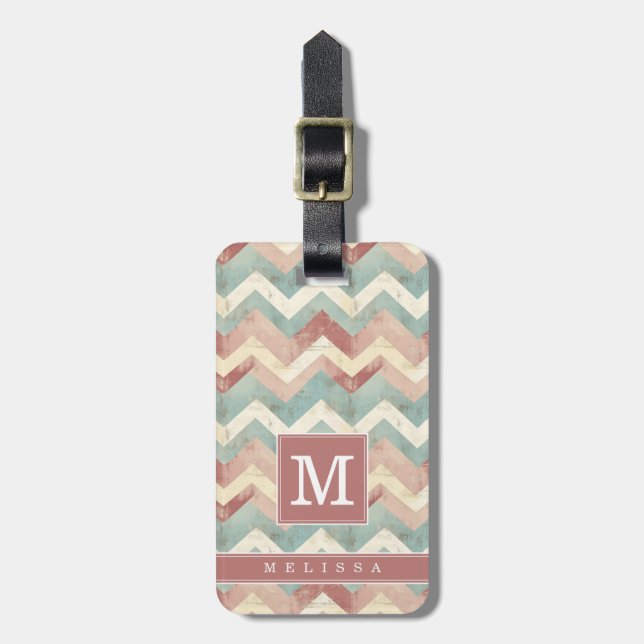 Worn Chevron Background Luggage Tag (Front Vertical)