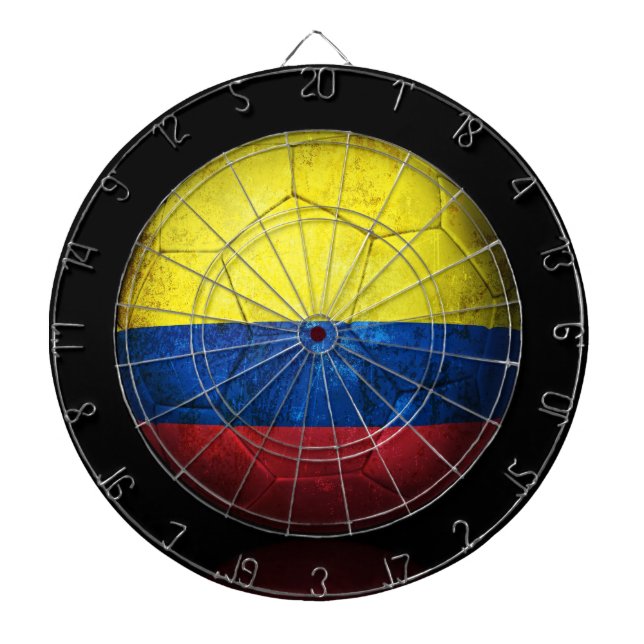 Worn Colombian Flag Football Soccer Ball Dartboard (Front)