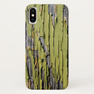 Worn Cracked and Weathered Green Barn Wood iPhone X Case