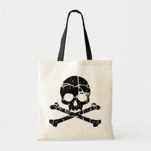 Worn Cracked Skull and Crossbones Tote Bag