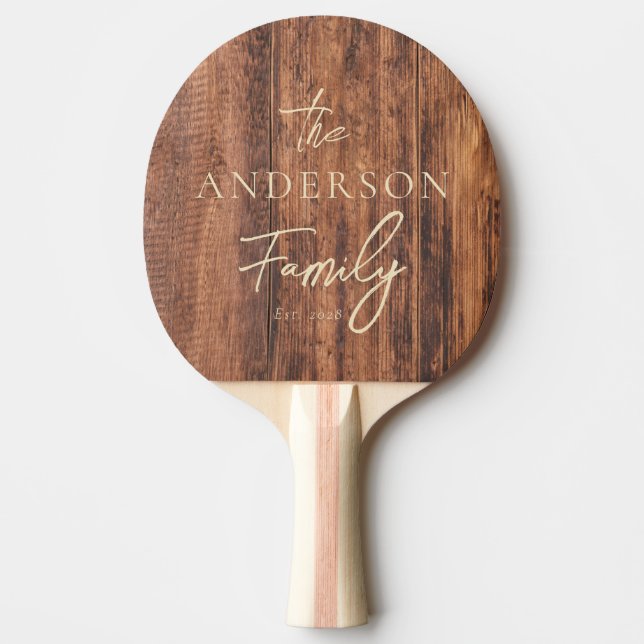 Worn Cutting Board Hand Written Family Name Ping Pong Paddle (Front)