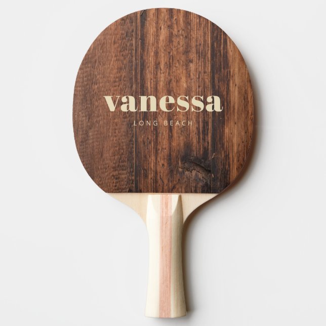 Worn Cutting Board Minimal Modern Classic Name Ping Pong Paddle (Back)
