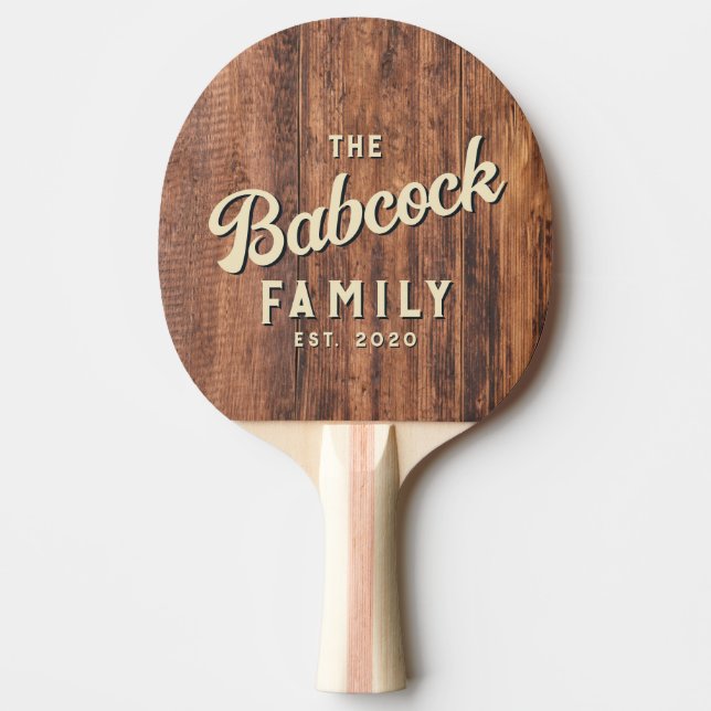 Worn Cutting Board Retro Family Name & Year Ping Pong Paddle (Front)