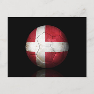 Worn Danish Flag Football Soccer Ball Postcard