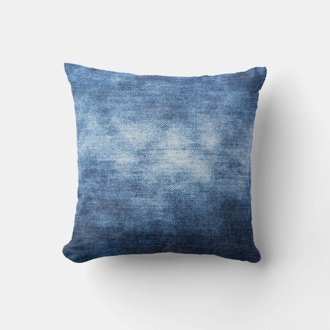 Worn denim fabric, textured background. cushion (Front)