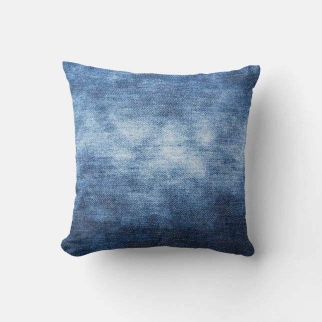 Worn denim fabric, textured background. cushion (Front)