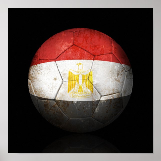 Worn Egyptian Flag Football Soccer Ball Poster (Front)