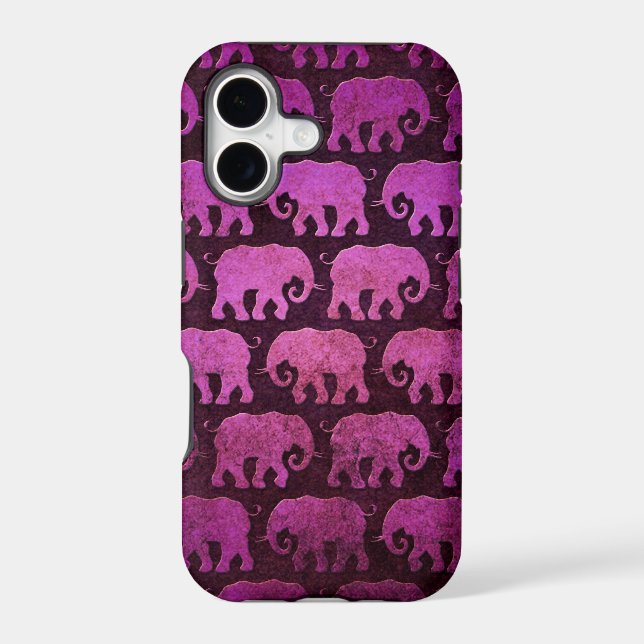Worn Elephant Silhouettes Pattern, purple (Back)