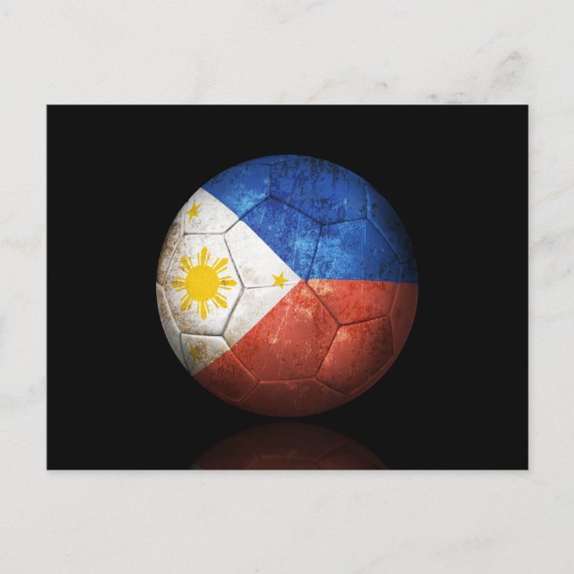 Worn Filipino Flag Football Soccer Ball Postcard (Front)