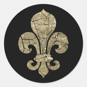 Worn Fleur De Lis Classic Round Sticker