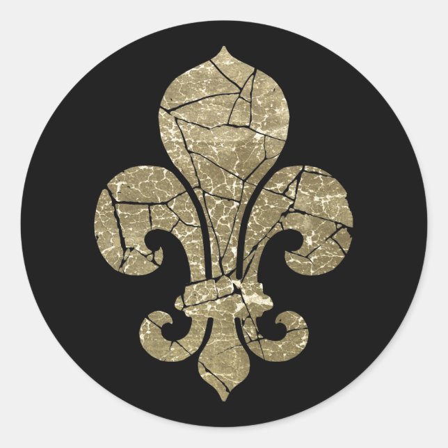 Worn Fleur De Lis Classic Round Sticker (Front)