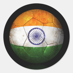 Worn Indian Flag Football Soccer Ball Classic Round Sticker