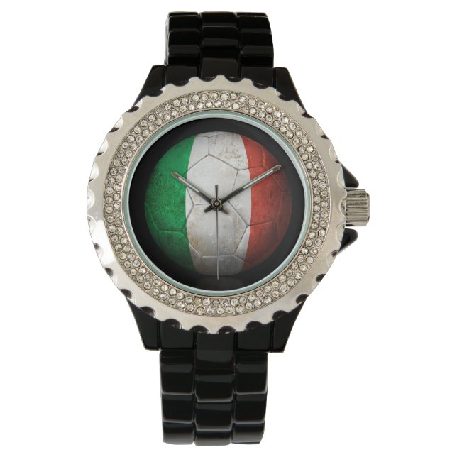 Worn Italian Flag Football Soccer Ball Watch (Front)
