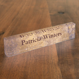 Worn old book cover nameplate