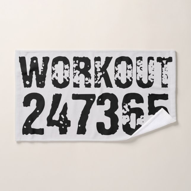 Worn out and scratched text Workout 247365 black Bath Towel Set (Hand Towel)