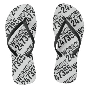 Worn out and scratched text Workout 247365 black Jandals