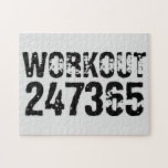 Worn out and scratched text Workout 247365 black Jigsaw Puzzle<br><div class="desc">Worn out and scratched text Workout 247365 in black colour with white background. Perfect for anyone who is lifting,  fitness,  training,  bodybuilding and going to the gym.</div>