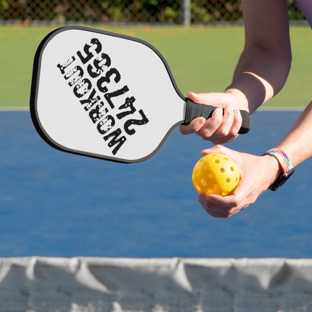 Worn out and scratched text Workout 247365 black Pickleball Paddle (Insitu)