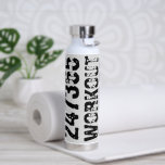 Worn out and scratched text Workout 247365 black Water Bottle<br><div class="desc">Worn out and scratched text Workout 247365 in black colour with white background. Perfect for anyone who is lifting,  fitness,  training,  bodybuilding and going to the gym.</div>