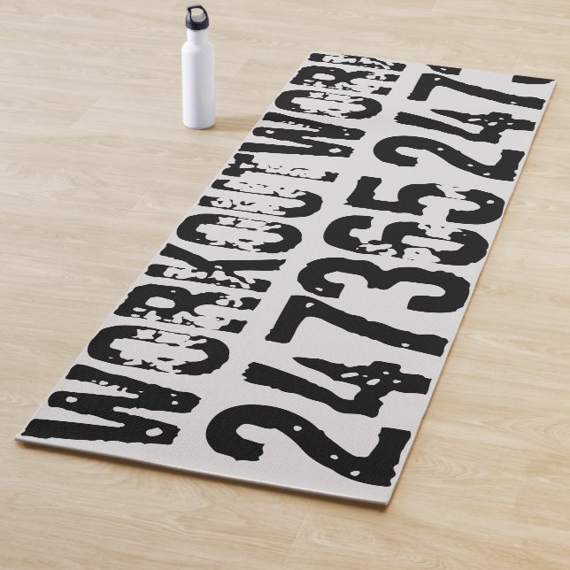 Worn out and scratched text Workout 247365 black Yoga Mat (In Situ)