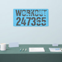 Worn out and scratched text Workout 247365 blue