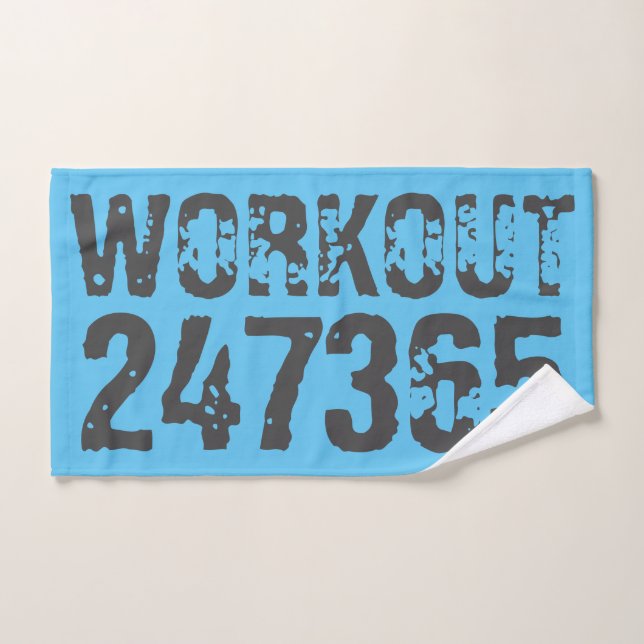 Worn out and scratched text Workout 247365 blue Bath Towel Set (Hand Towel)
