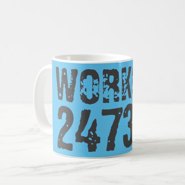 Worn out and scratched text Workout 247365 blue Coffee Mug (Front Left)