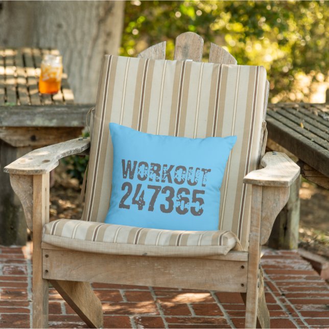 Worn out and scratched text Workout 247365 blue Cushion (Chair)