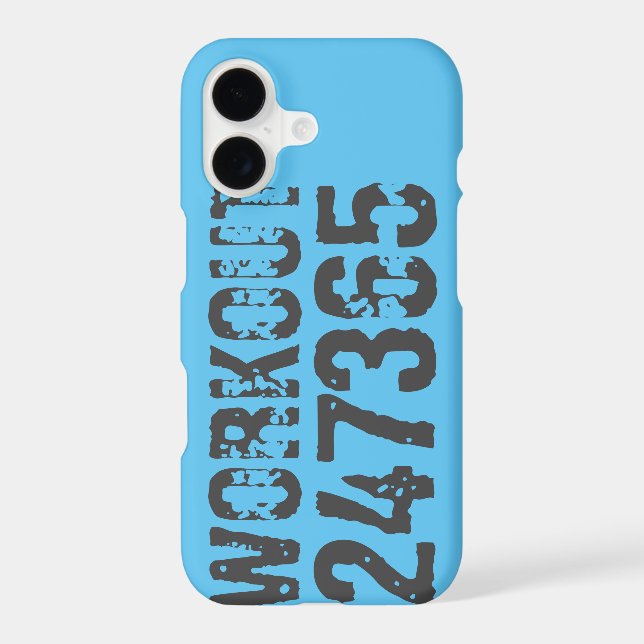 Worn out and scratched text Workout 247365 blue iPhone Case (Back)