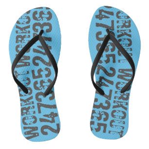 Worn out and scratched text Workout 247365 blue Jandals